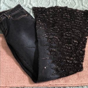 Unique Jeans with hand sewn beadings